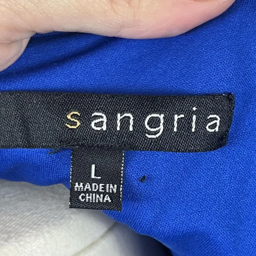 Sangria Dress Womens Large Blue Graphic Halter Shift Knee Length Party Cocktail - Picture 4 of 6